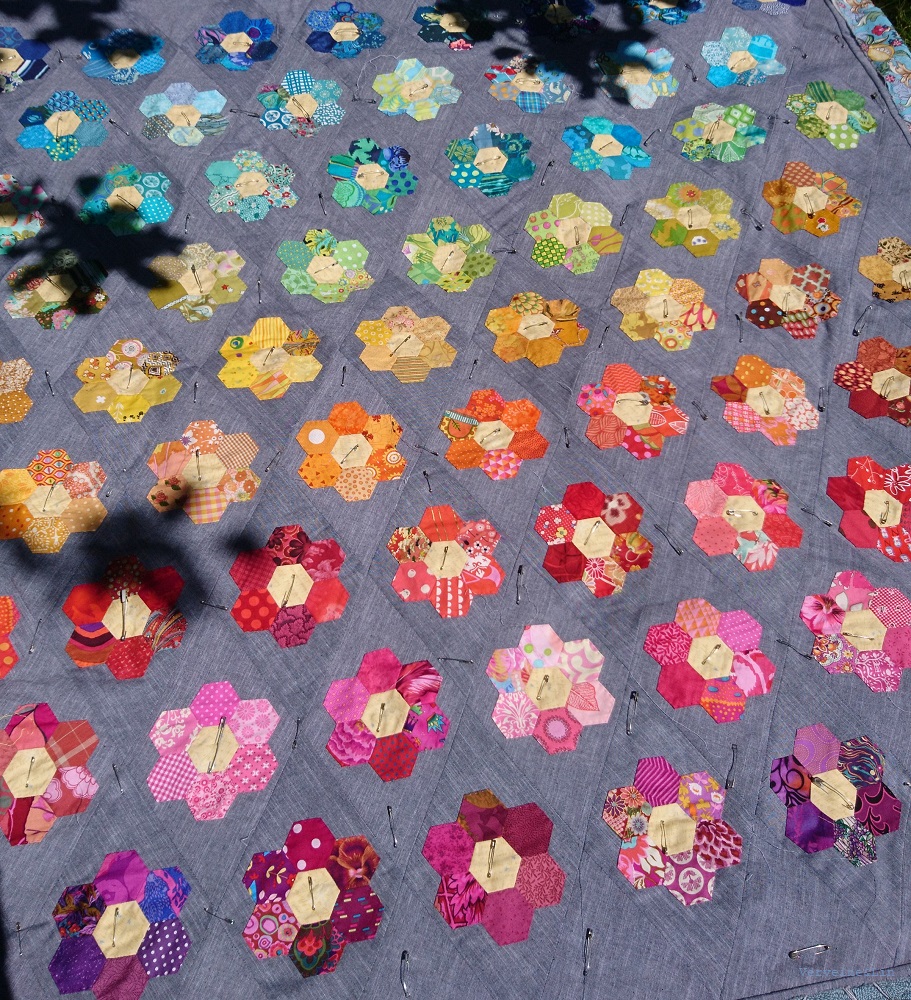 top de patchwork mis en sandwich pour le quilting