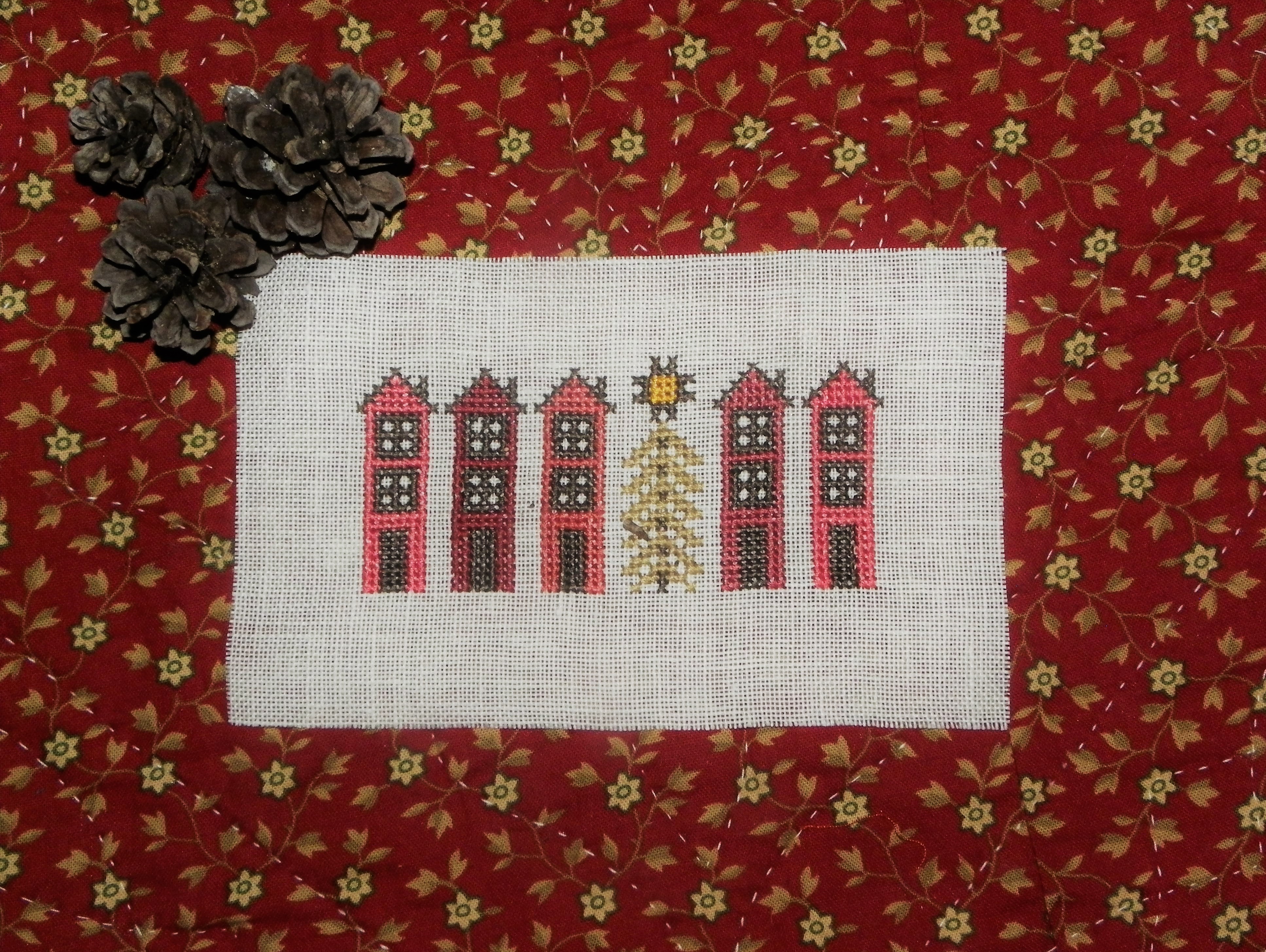 point de croix yuletide plum street sampler