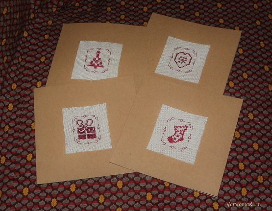 cartes de vœux broderies rouges miniatures 