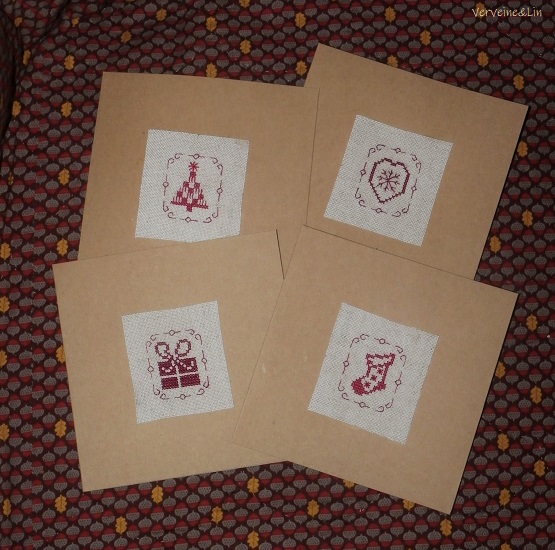 cartes de vœux broderies rouges miniatures 