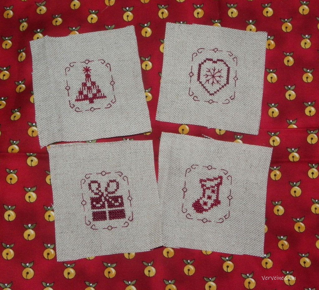 broderies rouges miniatures noël