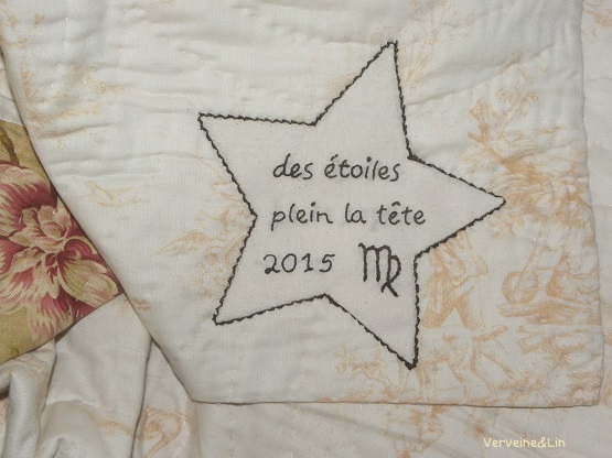 étiquette de quilt brodée