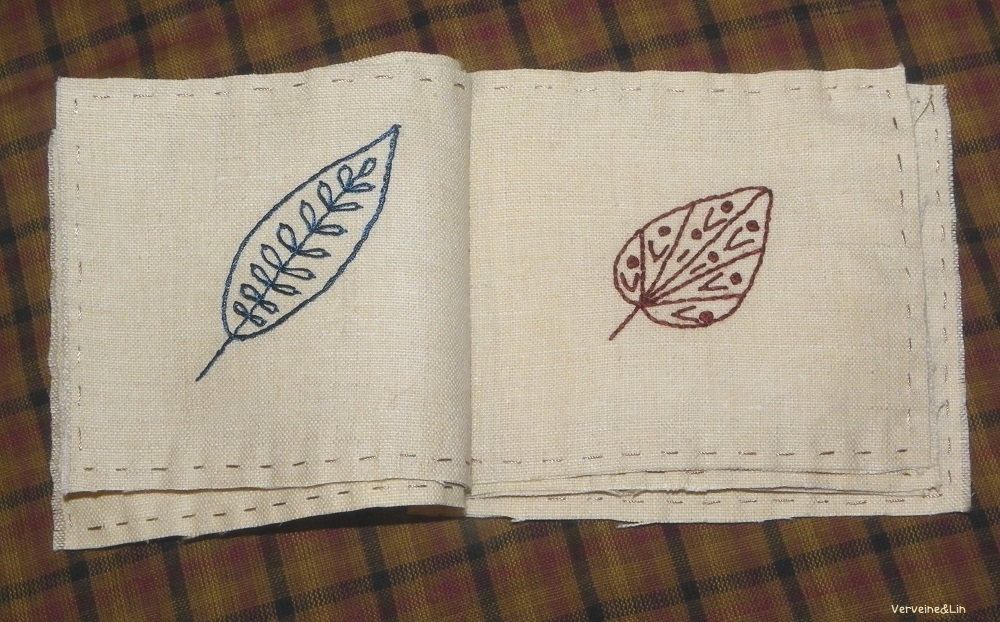 carnet brodé de feuilles d'automne