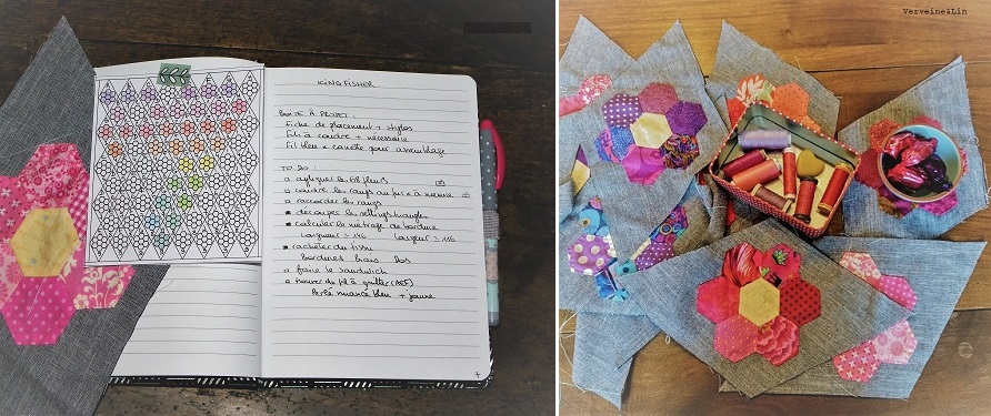 courtepointe Kingfisher, work in progress