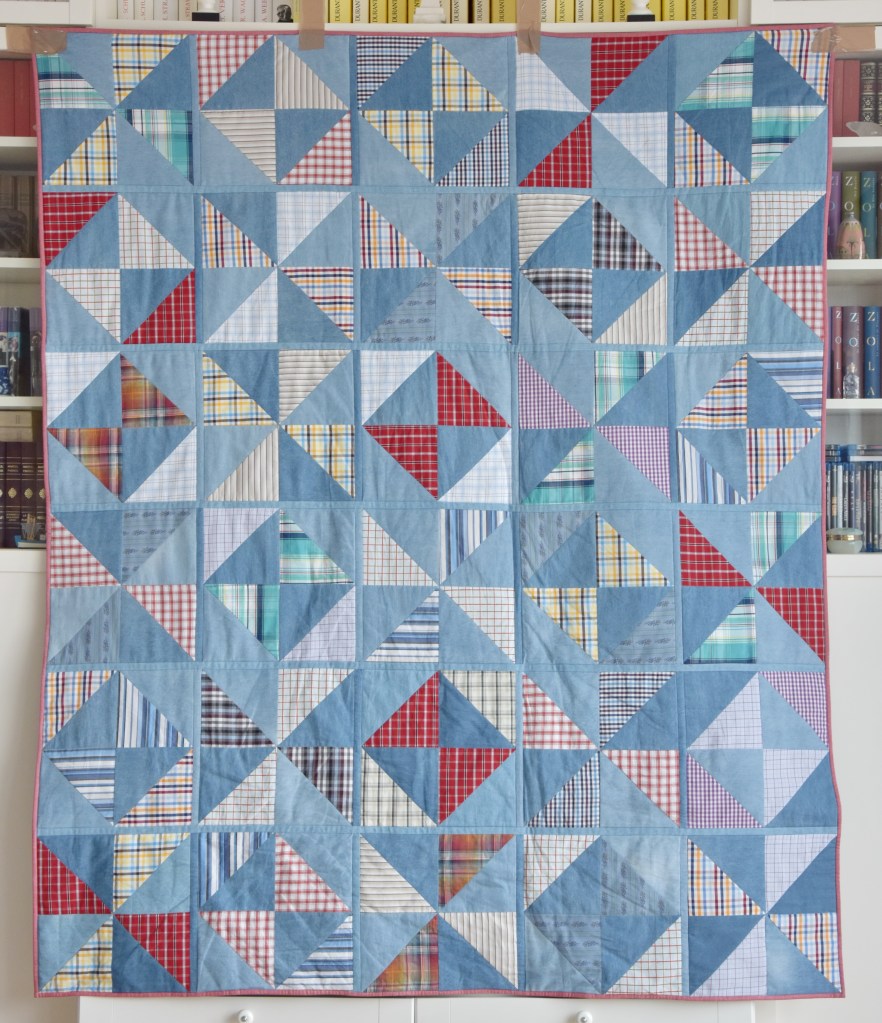 courtepointe en chemises recyclées