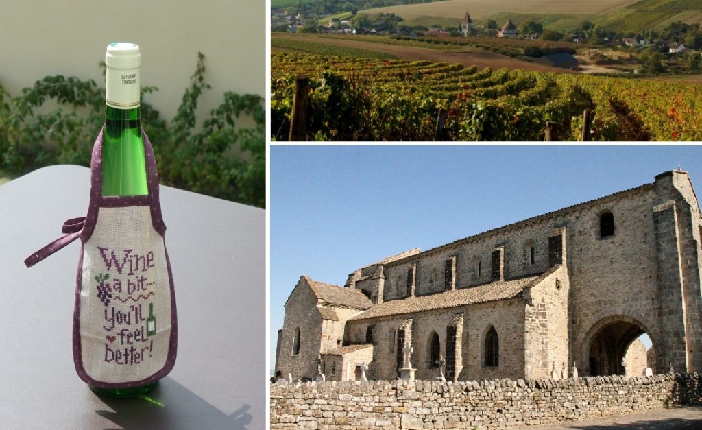 montage photos avec point de croix sur le thème du vin 