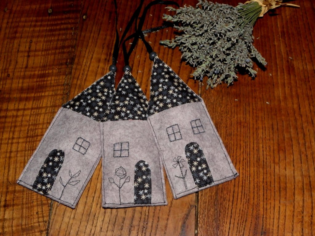 coussinets de lavande en forme de maison, en feutrine et tissu