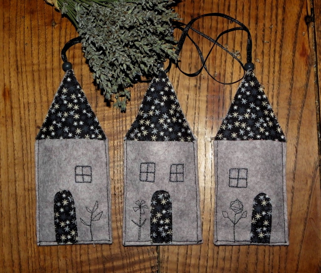 coussinets de lavande en forme de maison, en feutrine et tissu