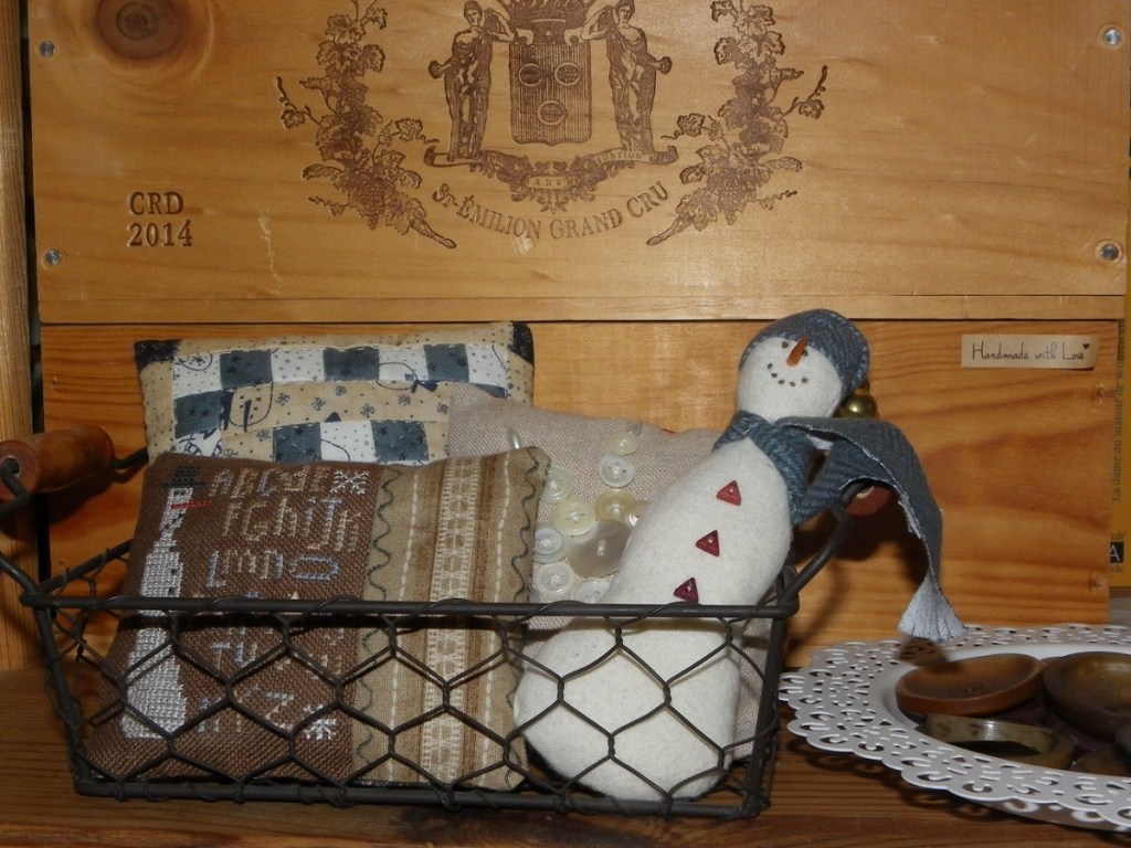 coussinets brodés sur le thème de l'hiver