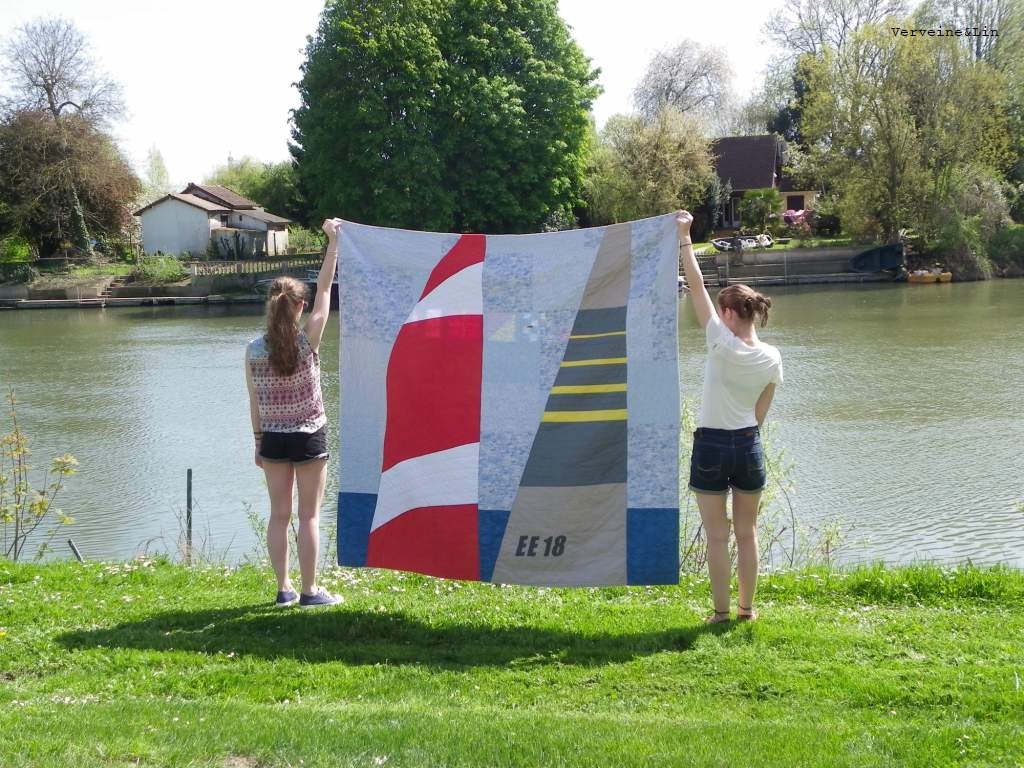 quilt moderne avec mer et voiliers