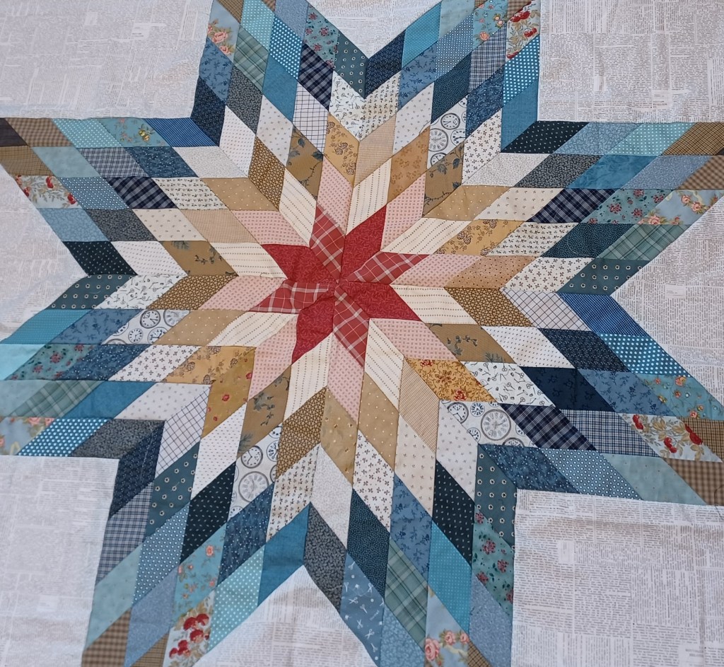 assemblage en patchwork à la main de l'étoile solitaire ou étoile de bethléem 