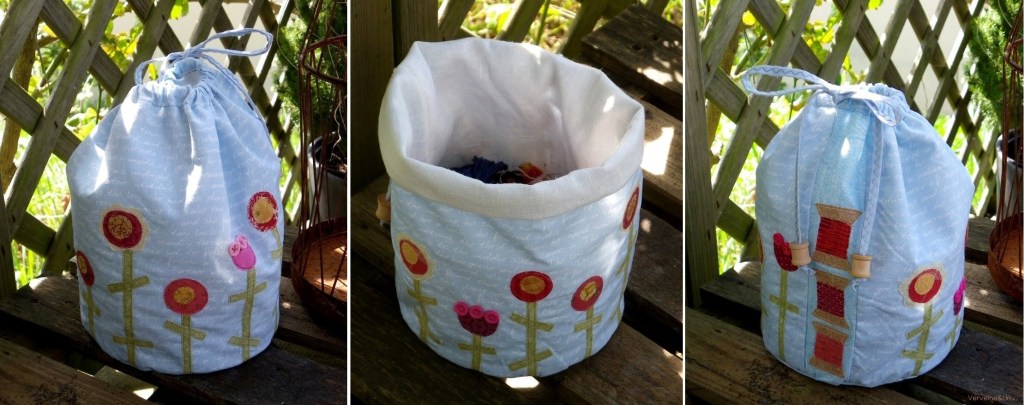 pochon rond décor appliqué fleuri