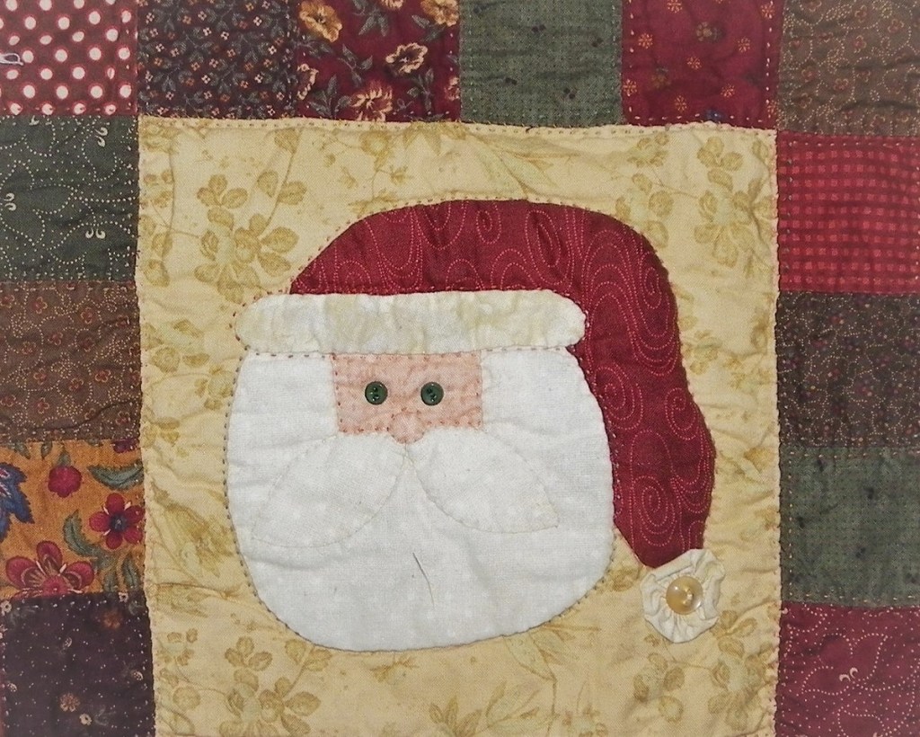 quilt de noël en appliqué, bloc père noël