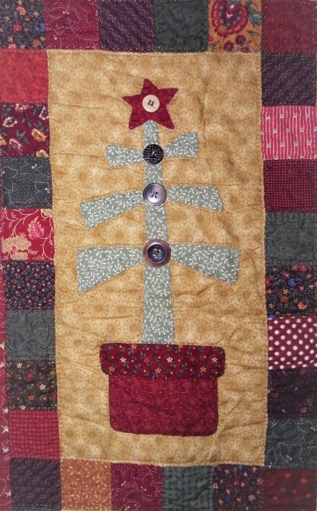 quilt de noël en appliqué, bloc sapin