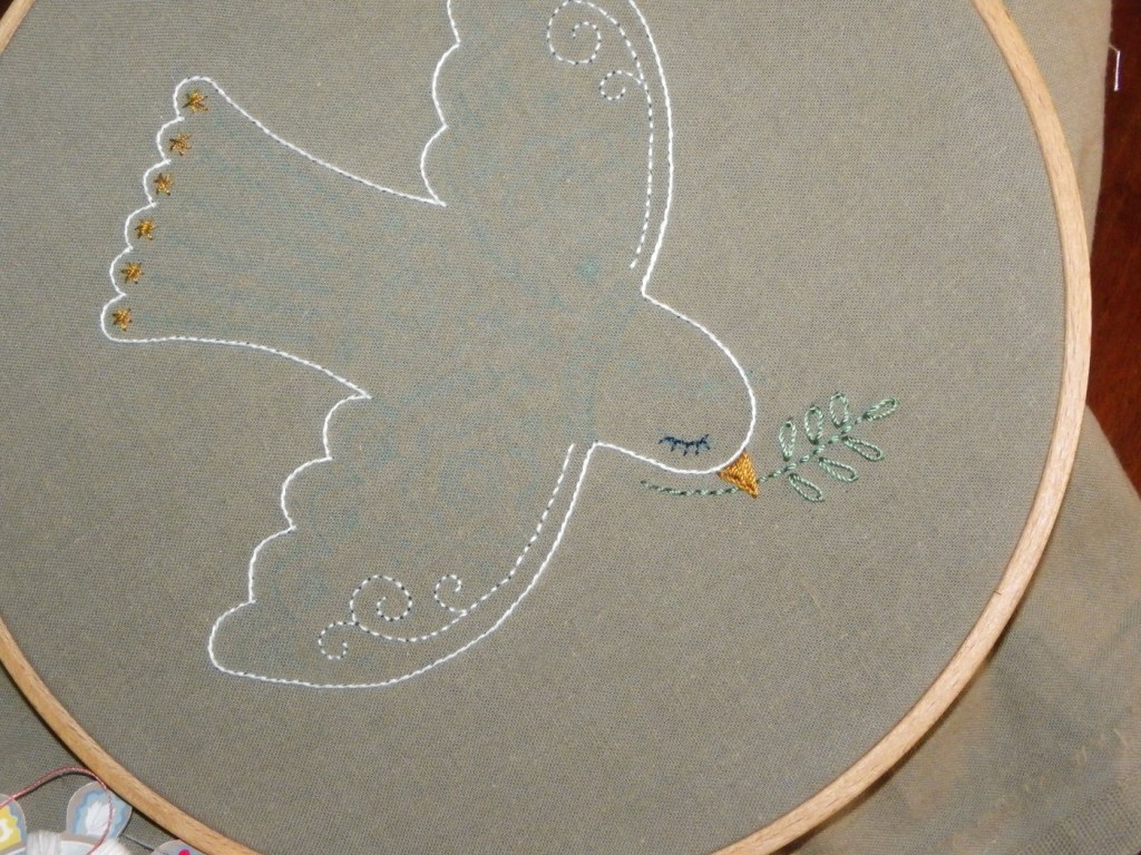 broderie colombe de la paix