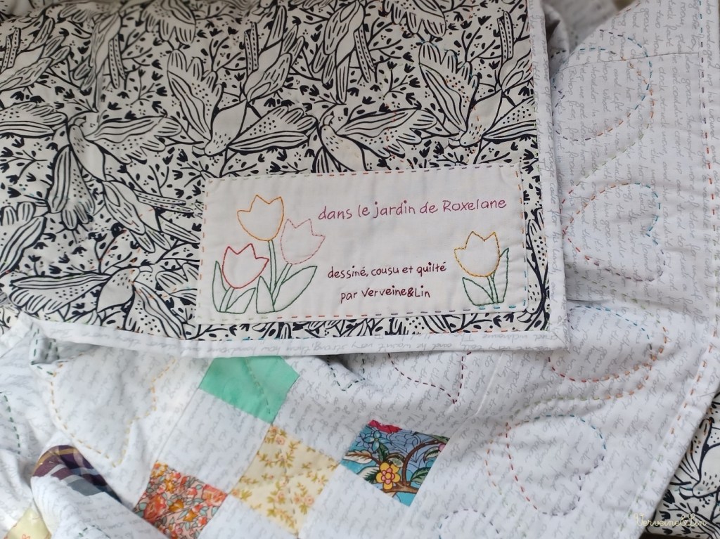 étiquette de quilt brodée coton perlé