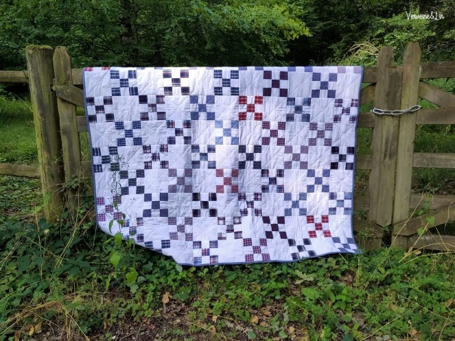patchwork de chemises recyclées quilt chaine irlandaise