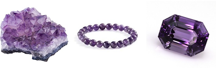 améthystes brutes et taillées