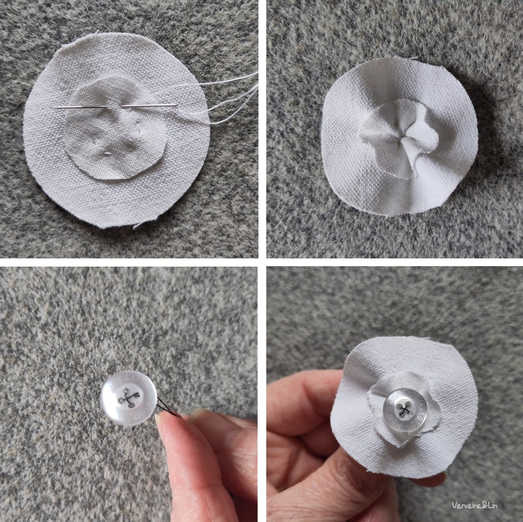 diy fleurs en tissu et boutons 
