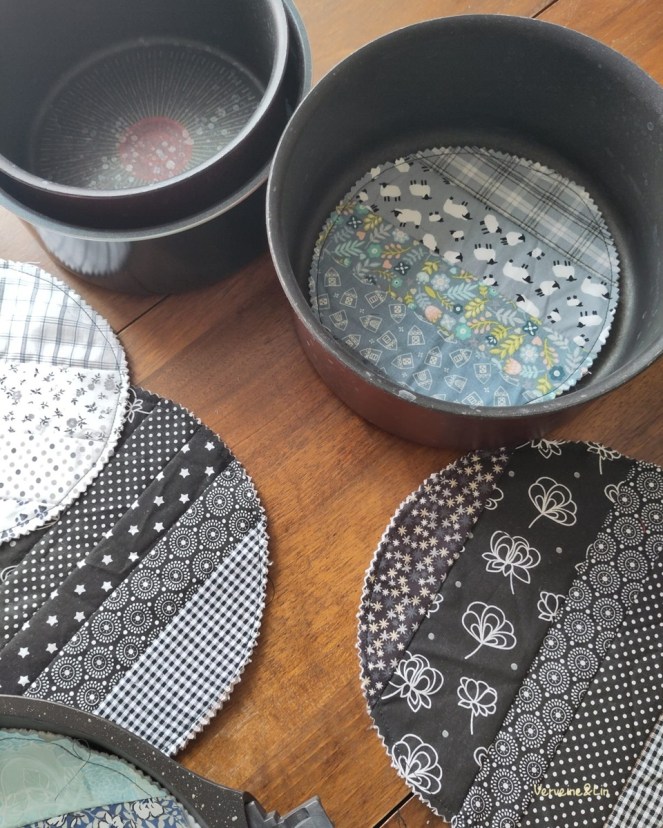 protections en patchwork pour les fonds de casseroles